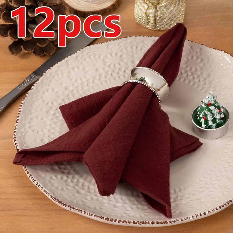Serviettes de table texturées 40 × 40 cm, lot de 6 ou 12 — lot bordeaux de 12