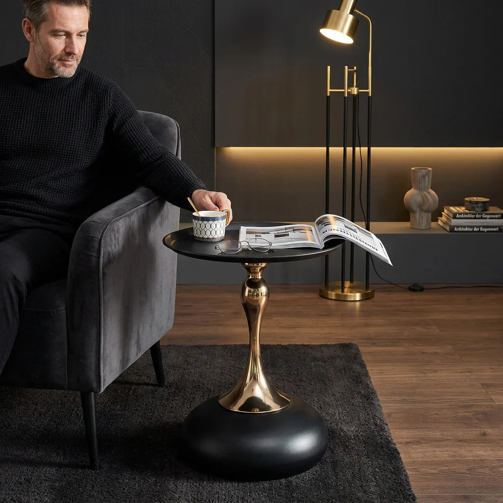 Table d’appoint ronde en métal hauteur 54 cm