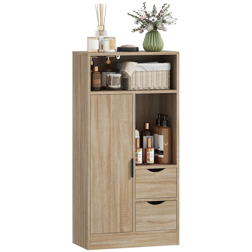 Colonne de salle de bain 2 tiroirs et étagère réglable