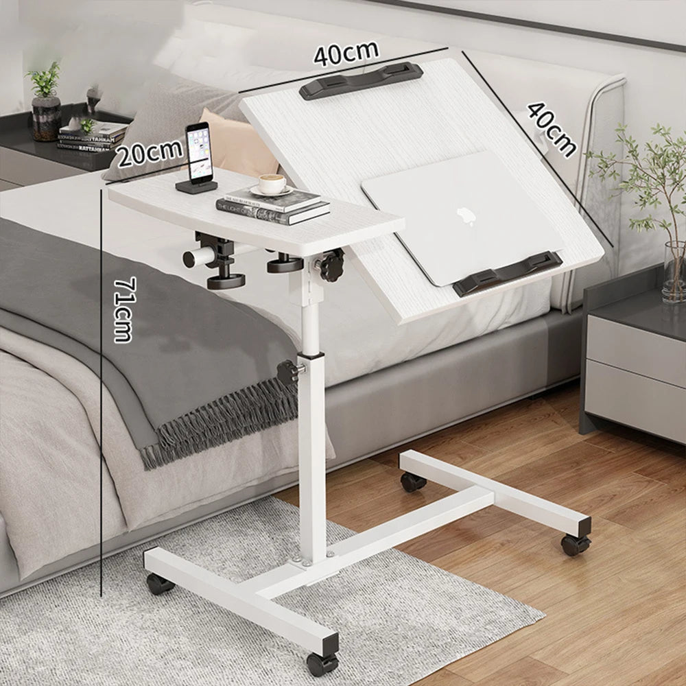 Bureau mobile blanc à plateau inclinable pour ordinateur — plateau inclinable et dimensions