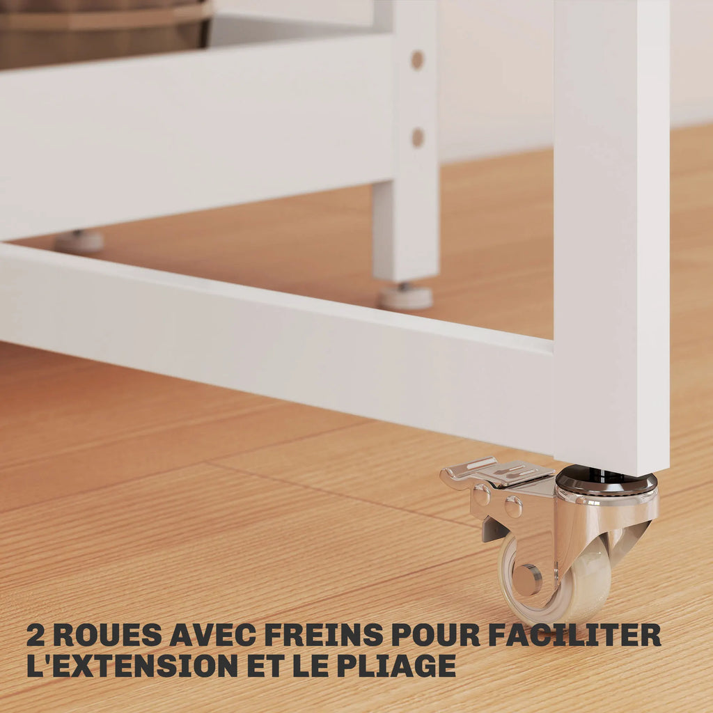 Table à manger pliante sur roulettes pour 4 personnes