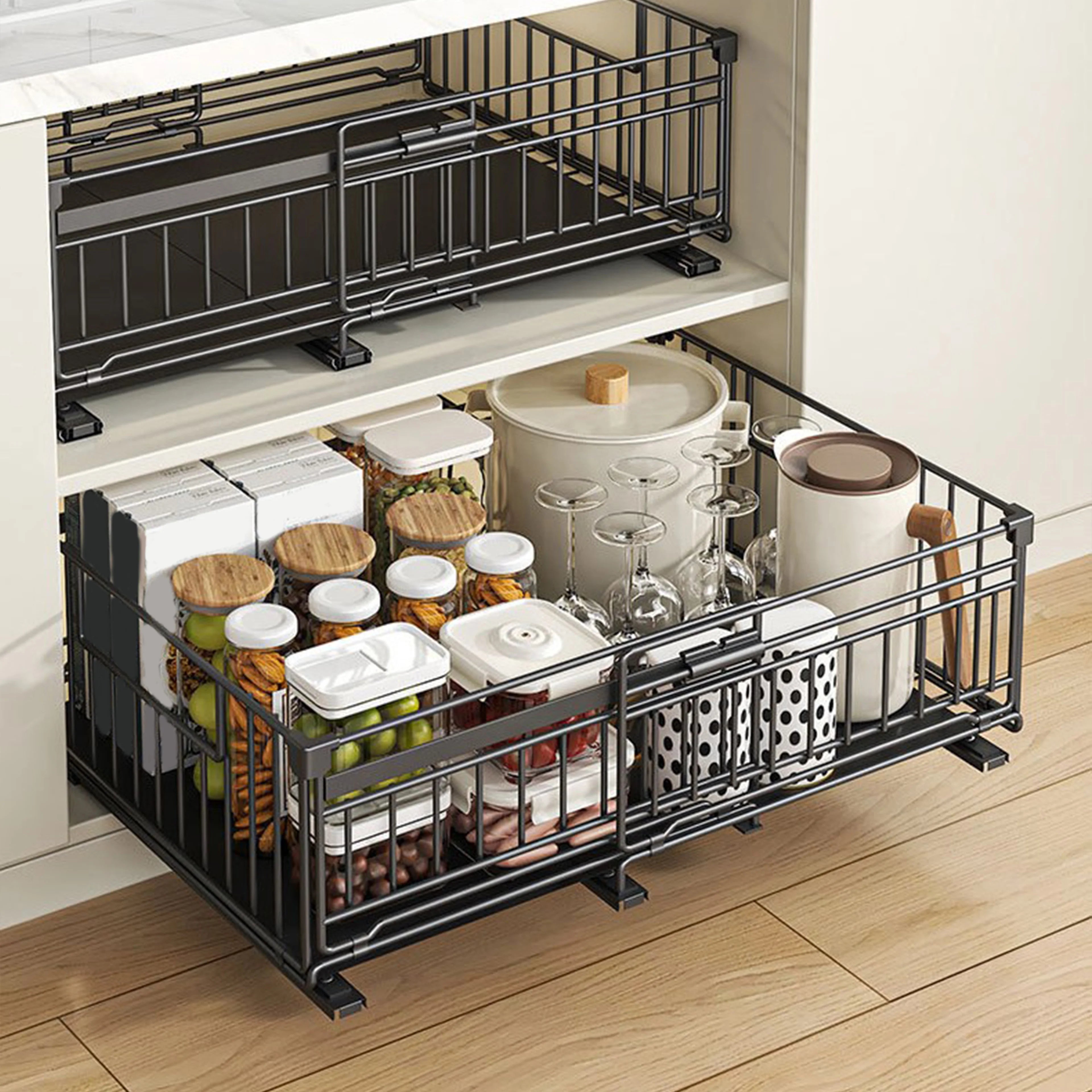 Tiroir coulissant extensible sans perçage 32,5 à 50 cm