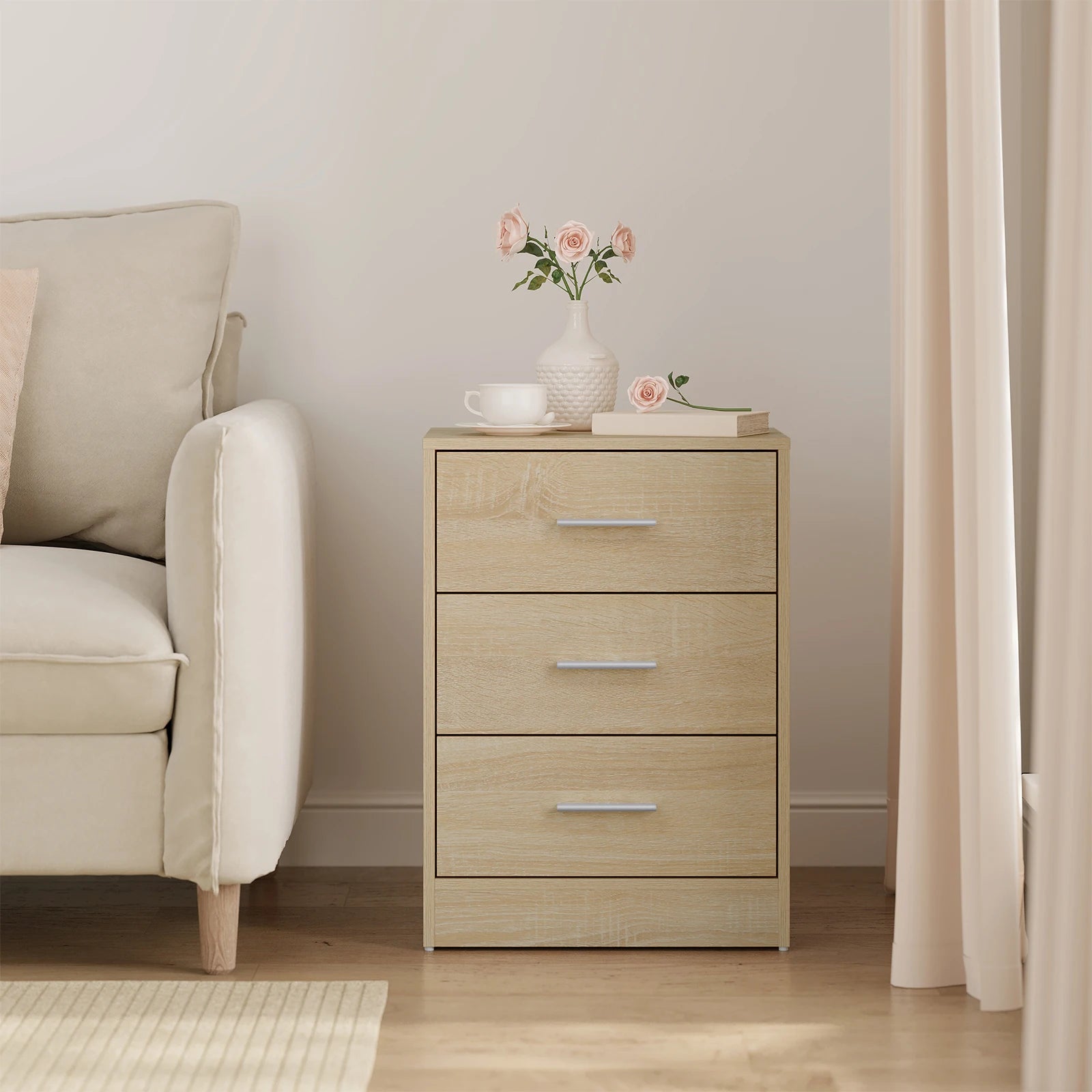 Lot de 2 tables de chevet à 3 tiroirs 39 × 54 cm
