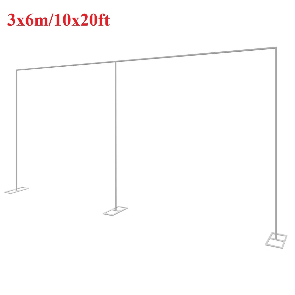 Cadre de cérémonie rectangulaire argenté de 6 m sur 3 m