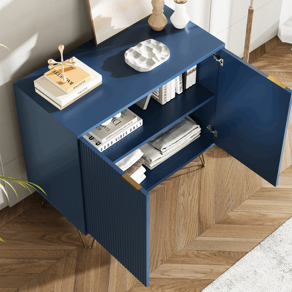 Armoire de rangement bleu foncé à 2 portes