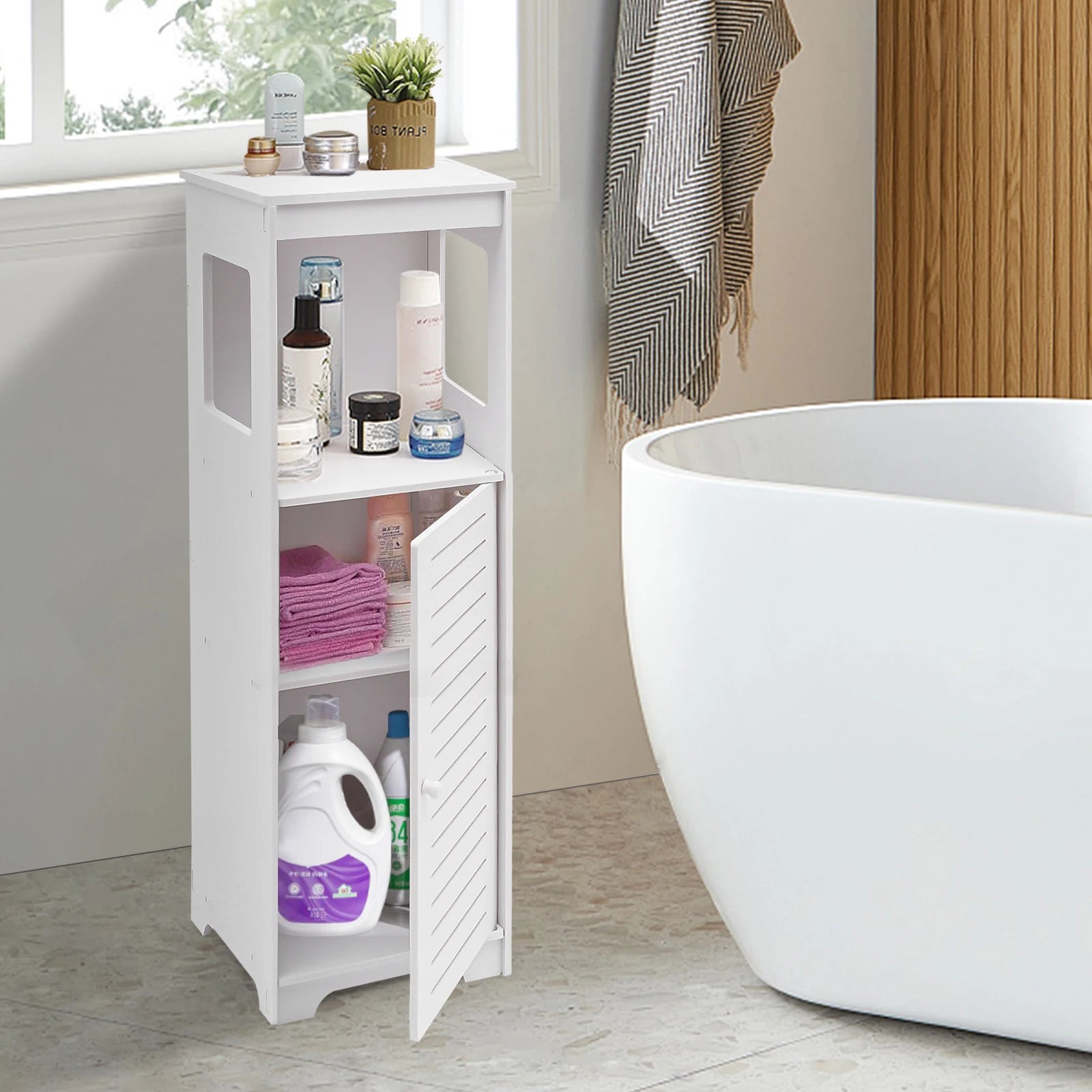 Meuble de salle de bain 4 niveaux en PVC 28 × 25 × 90 cm