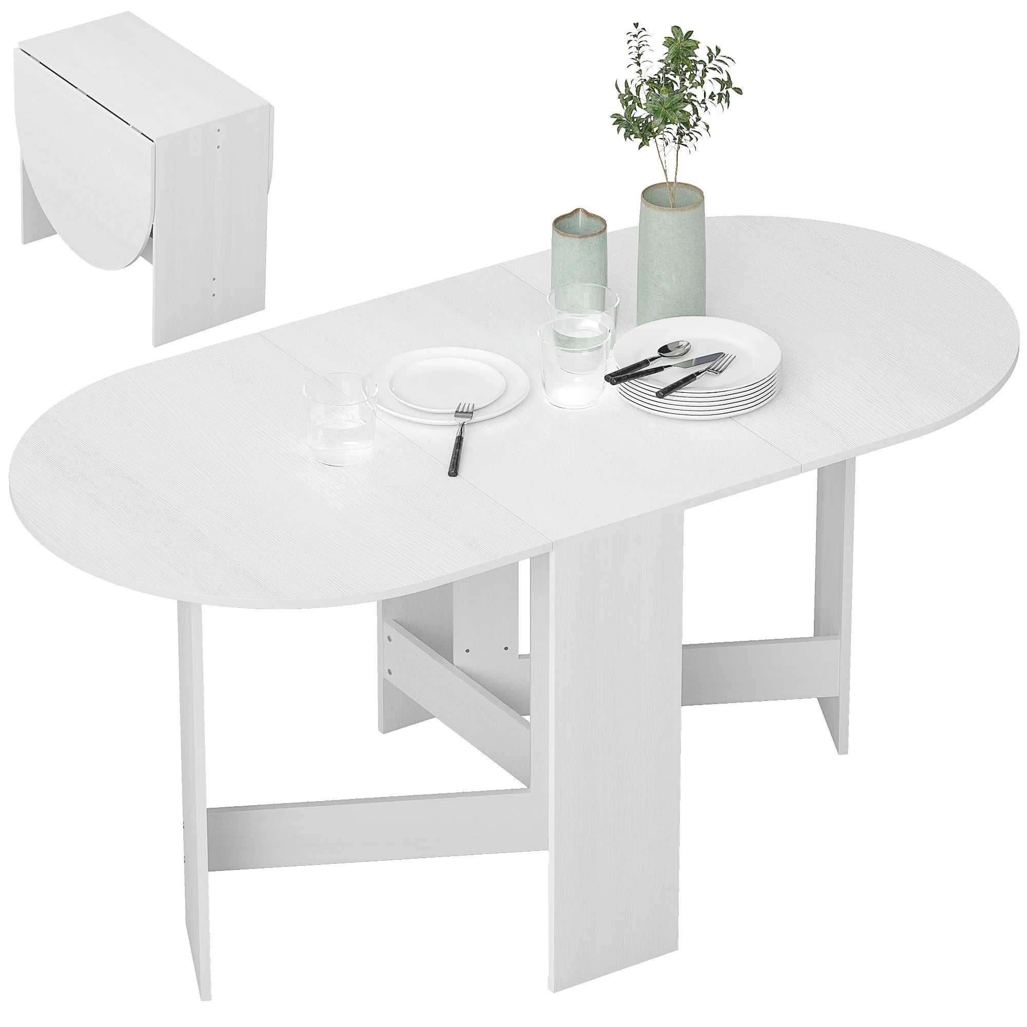 Table à manger ovale pliante jusqu’à 6 personnes