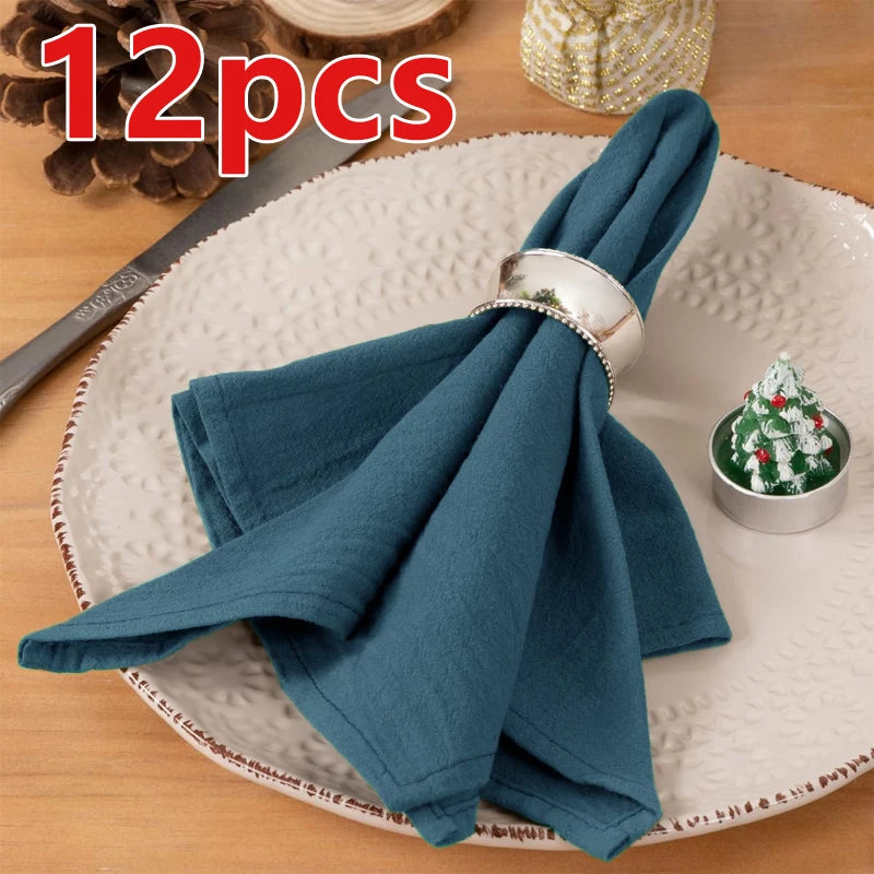 Serviettes de table texturées 40 × 40 cm, lot de 6 ou 12 — lot bleu de 12