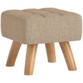 Repose-pieds beige rembourré avec pieds en bois — tissu beige et pieds en bois