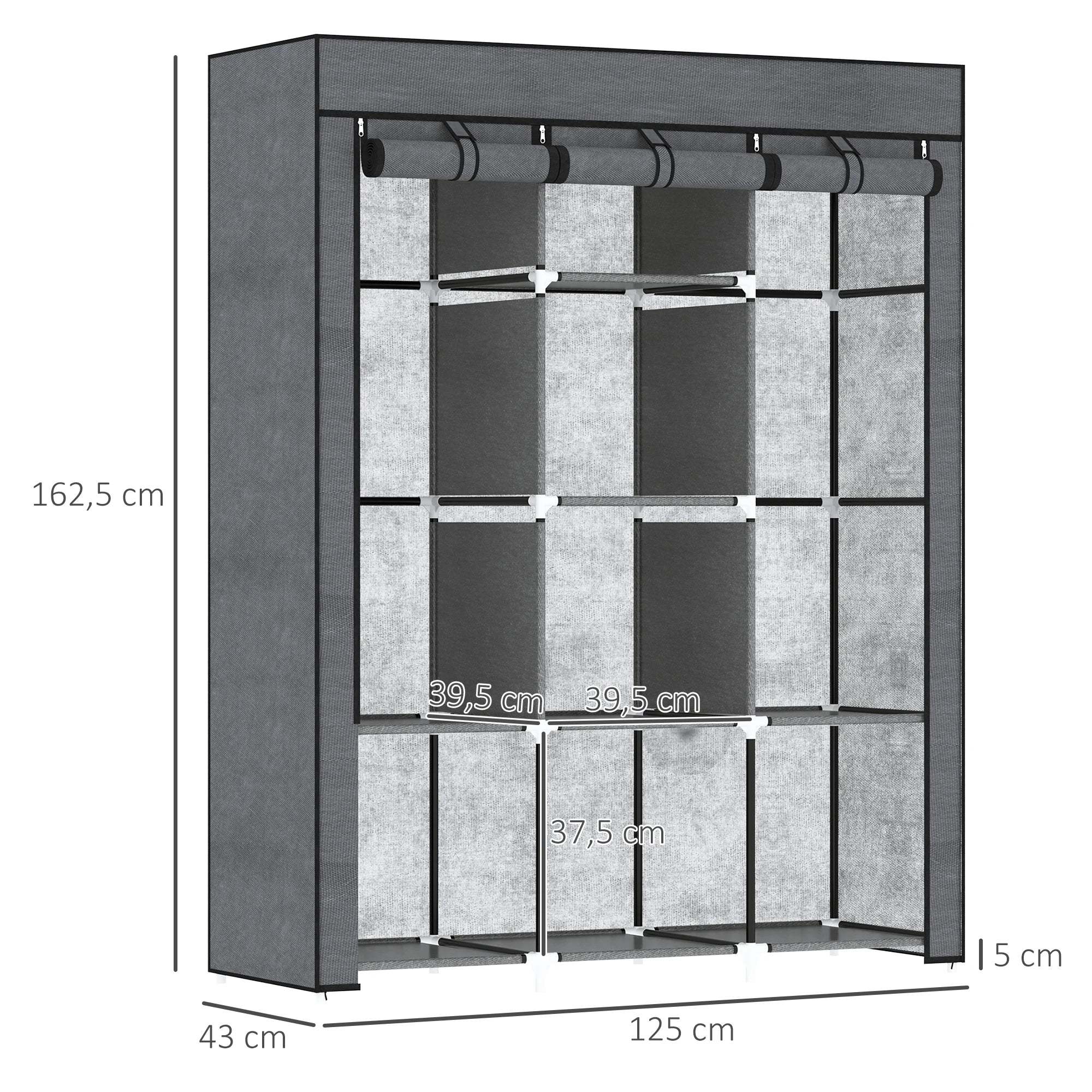 Armoire penderie en tissu – 125 × 43 × 162,5 cm – vue 5