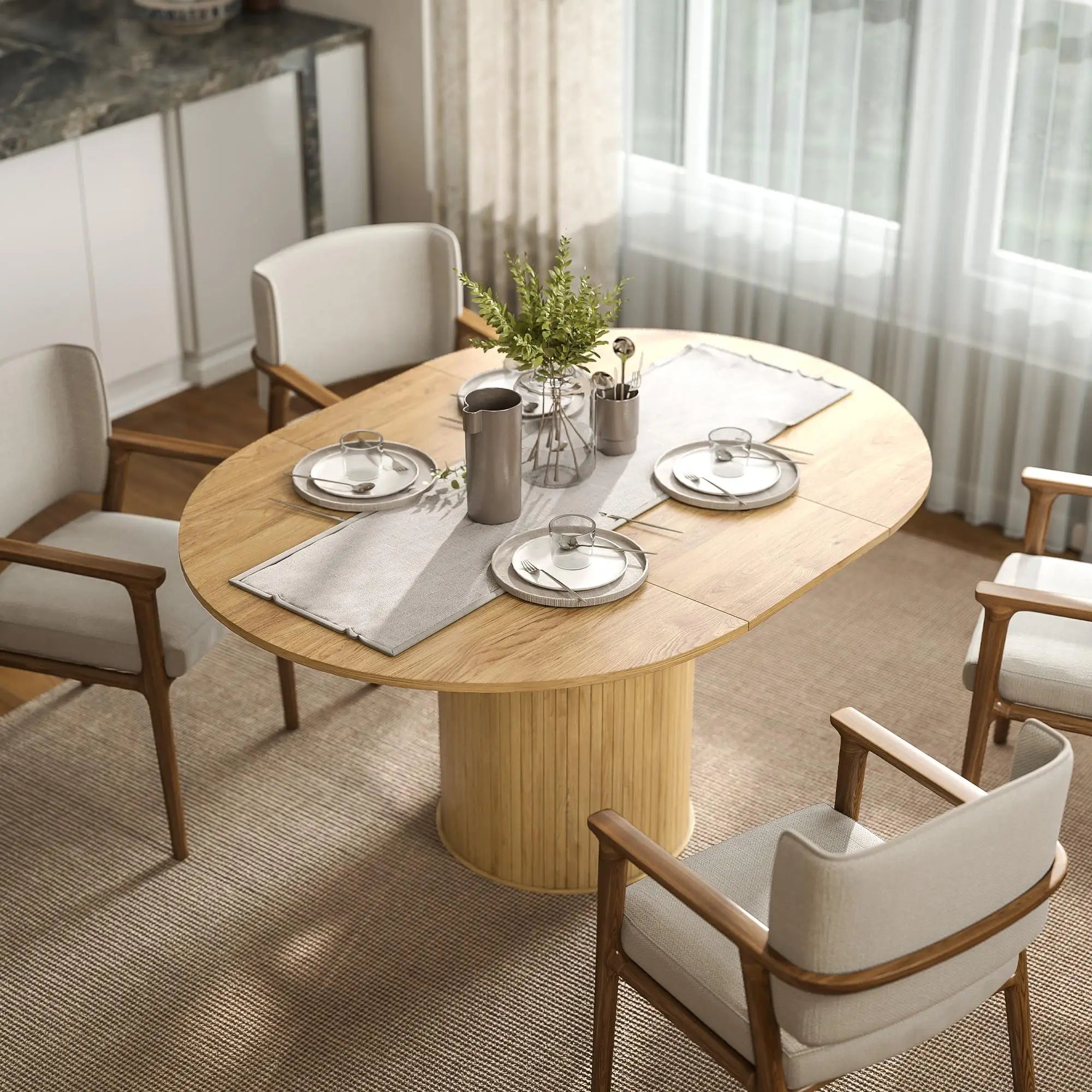 Table à manger extensible 6 à 8 personnes 110–150 cm