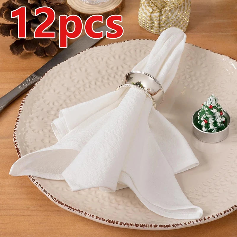 Serviettes de table texturées 40 × 40 cm, lot de 6 ou 12 — lot blanc de 12
