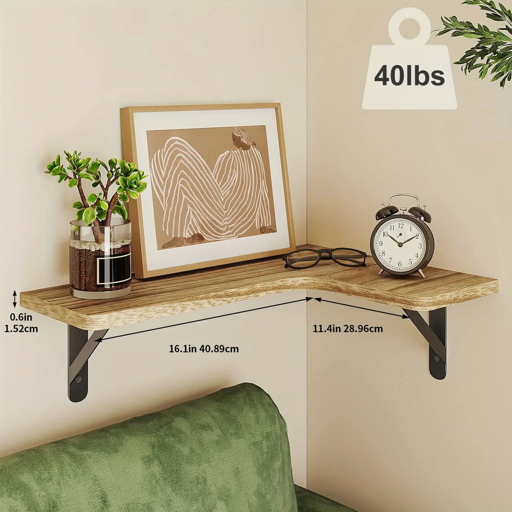 Étagère murale flottante en bois rustique, finition kaki foncé, illustration 5