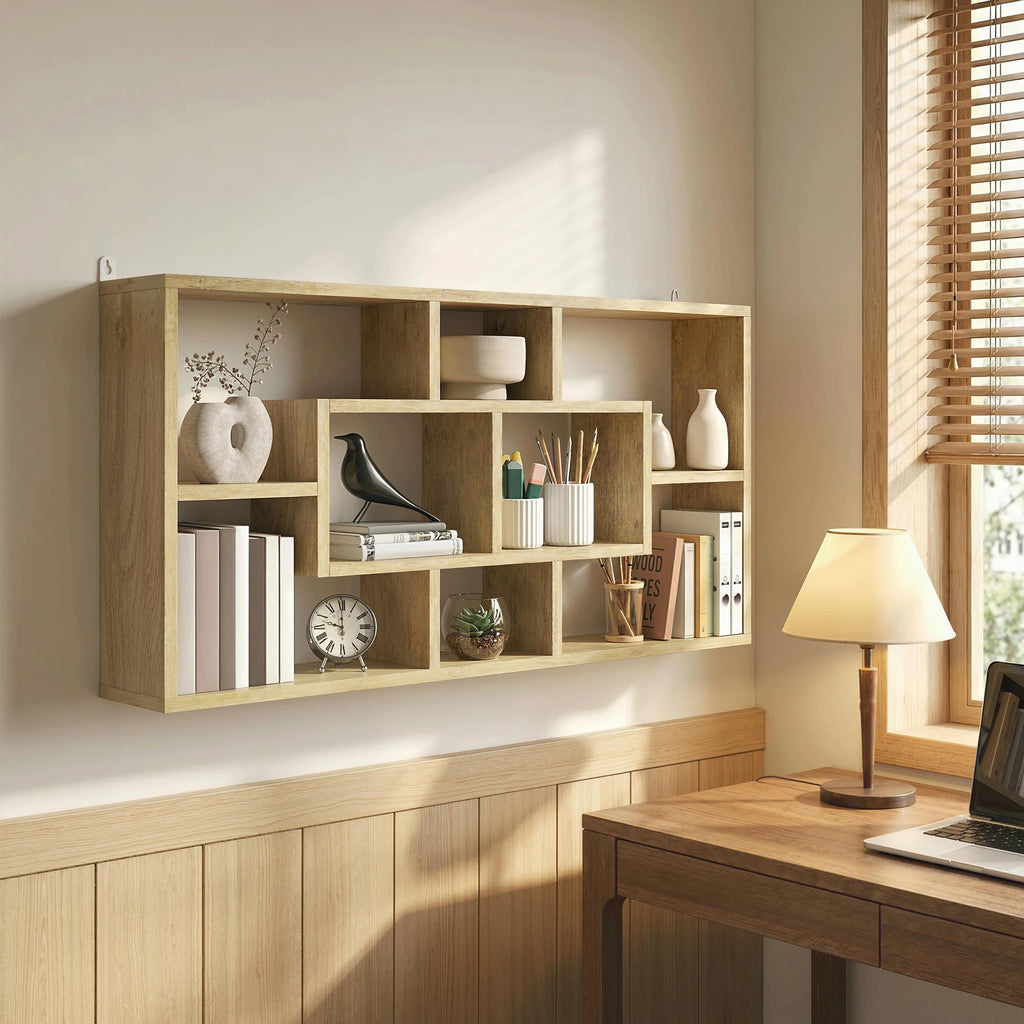 Étagère murale en bois à huit cases pour livres et CD, illustration 6