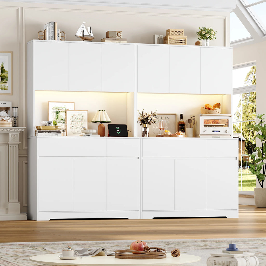 Vaisselier de cuisine avec LED, 6 portes et 2 tiroirs – 180 cm – vue 12