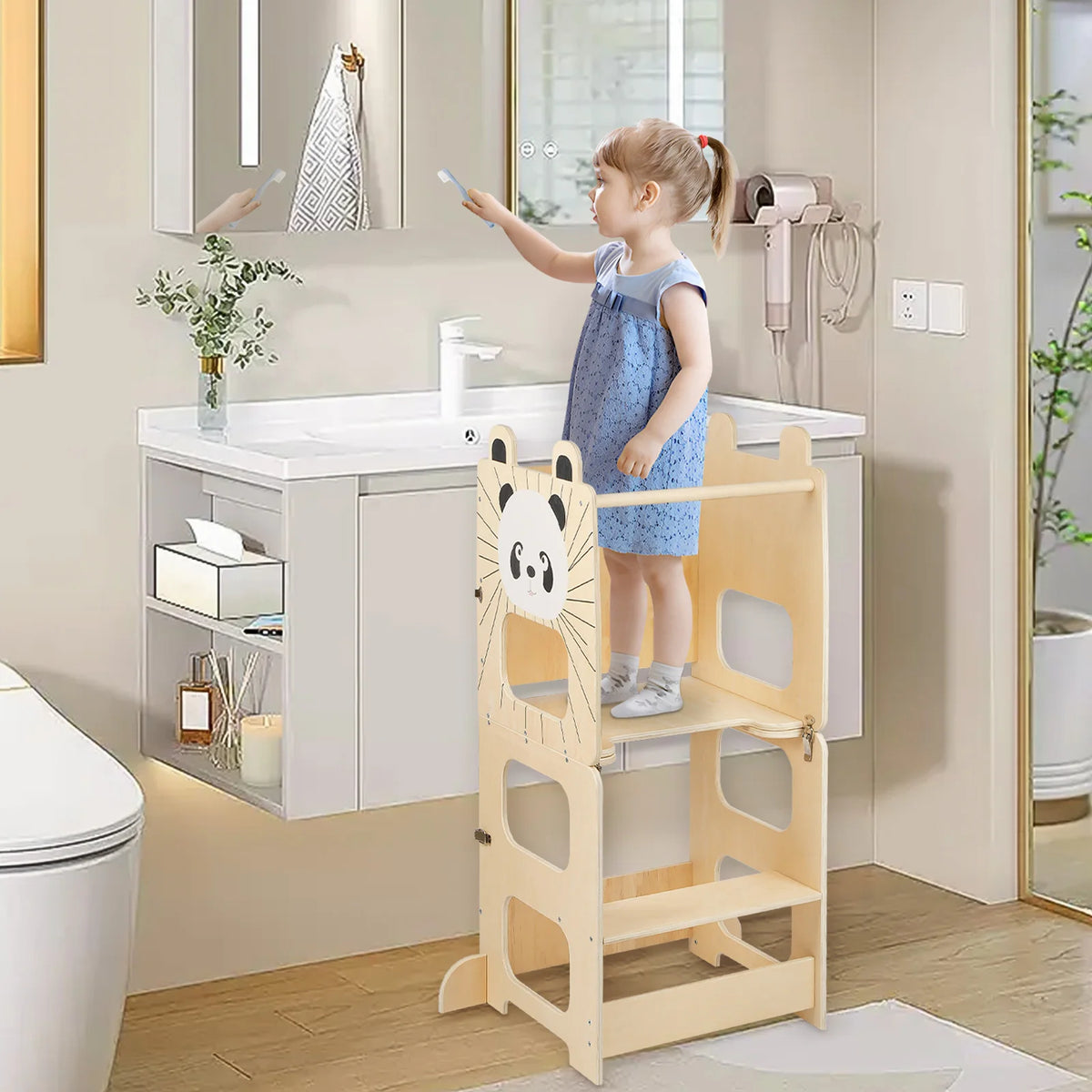 Tour d’apprentissage en bois convertible, motifs animaux