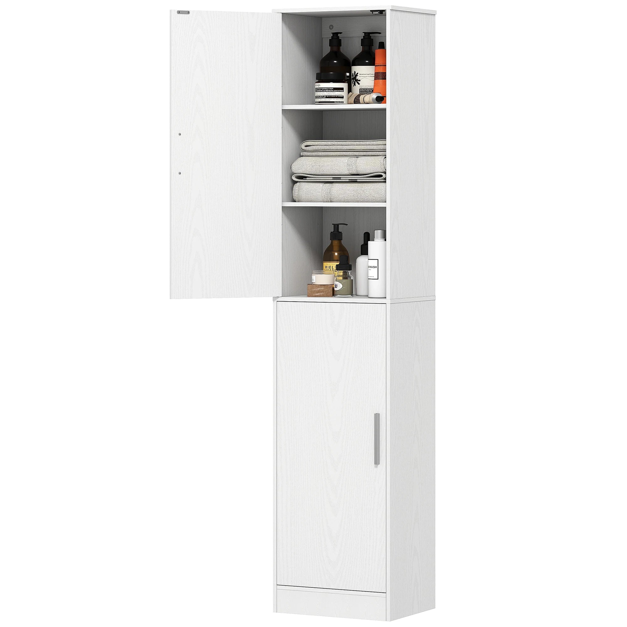 Colonne de salle de bain 2 portes et 4 étagères réglables