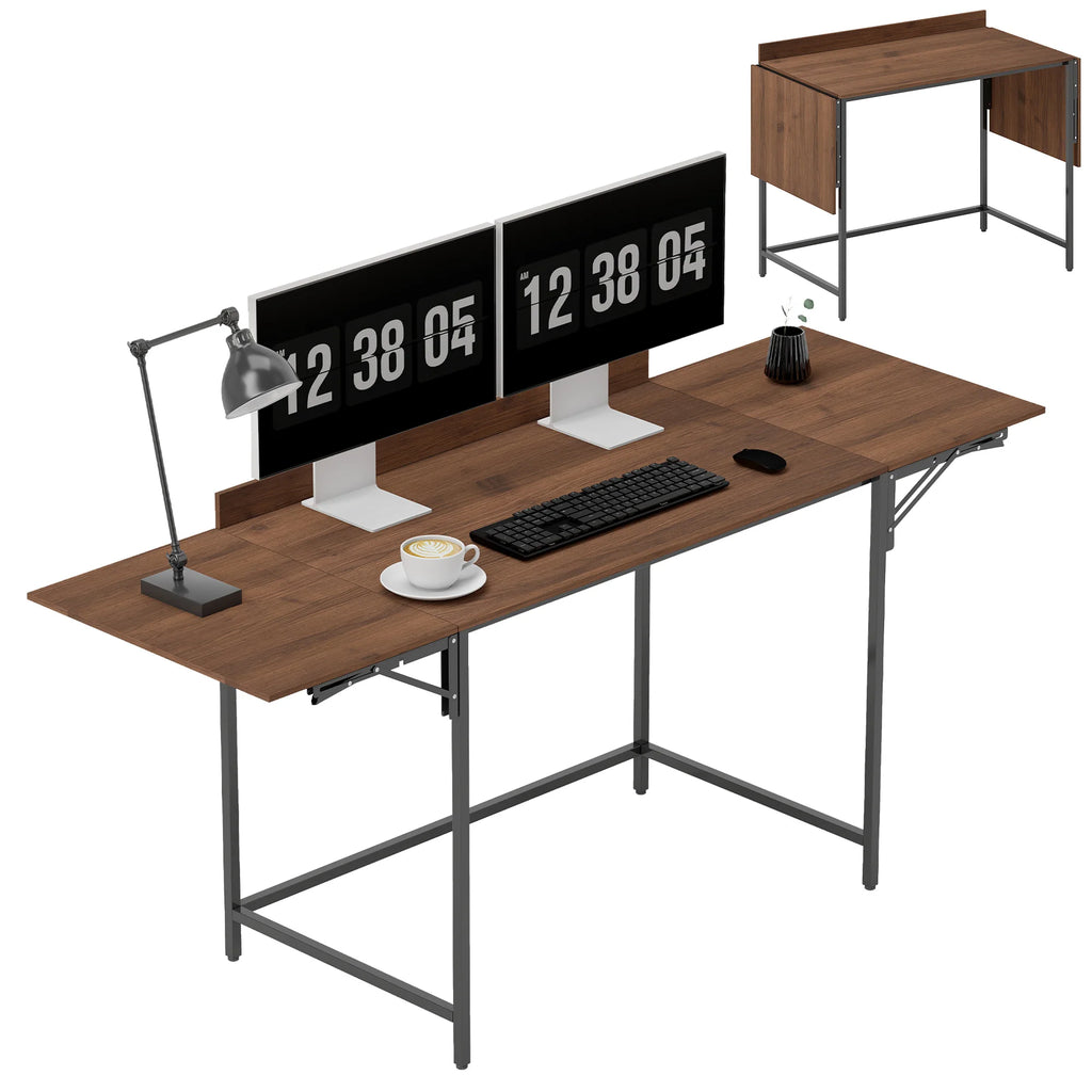Bureau pliant à 2 rabats pour double écran 170 × 58 cm