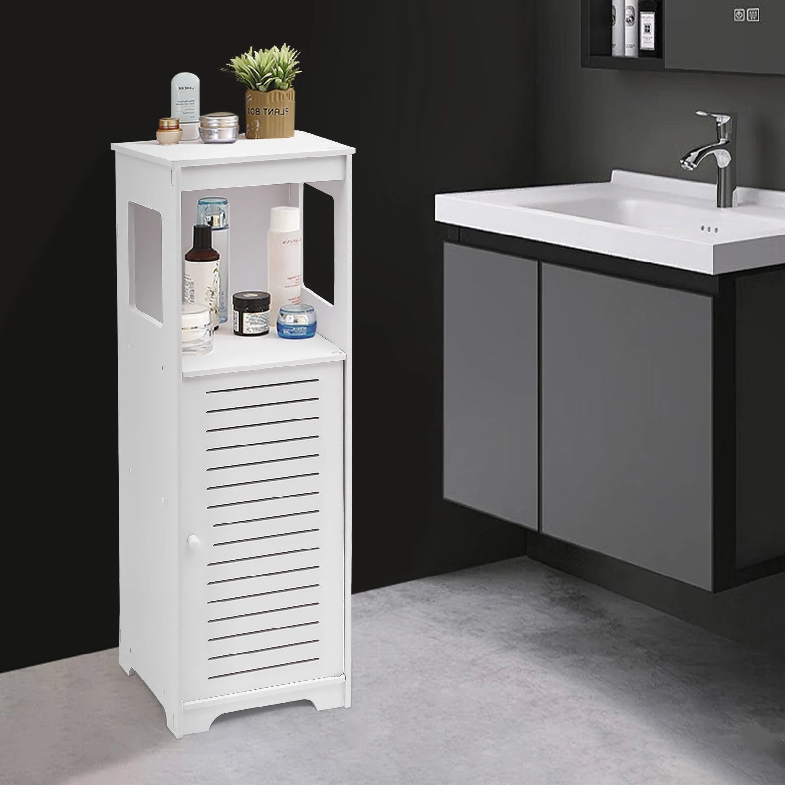 Meuble de salle de bain 4 niveaux en PVC 28 × 25 × 90 cm