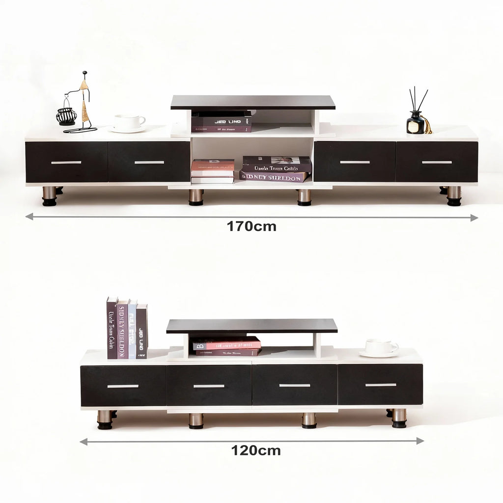 Meuble TV extensible de 120 à 170 cm avec tiroirs, illustration 5
