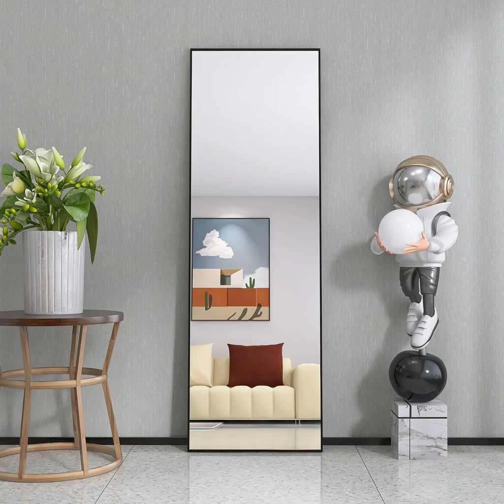 Grand miroir mural rectangulaire avec cadre noir, 162 × 53 cm, visuel 10