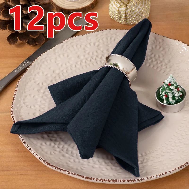 Serviettes de table texturées 40 × 40 cm, lot de 6 ou 12 — lot bleu marine de 12