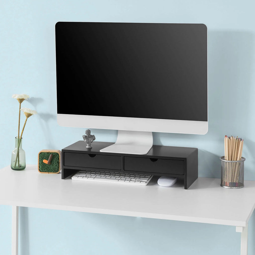 Rehausseur d’écran en bois avec 2 tiroirs – 47 cm – vue 3