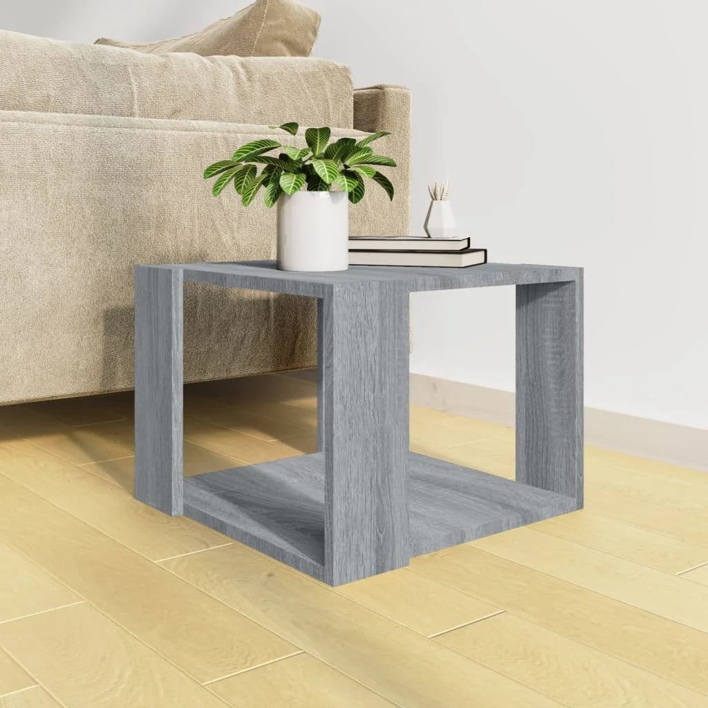 Table basse cube gris Sonoma 40 × 40 × 30 cm — près d’un tapis