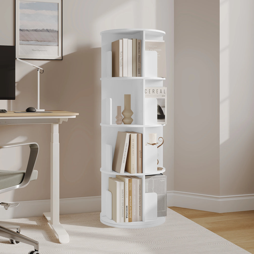 Bibliothèque pivotante à 4 niveaux, blanche