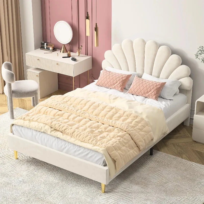 Lit enfant fleur en velours 90 ou 140 × 200 cm
