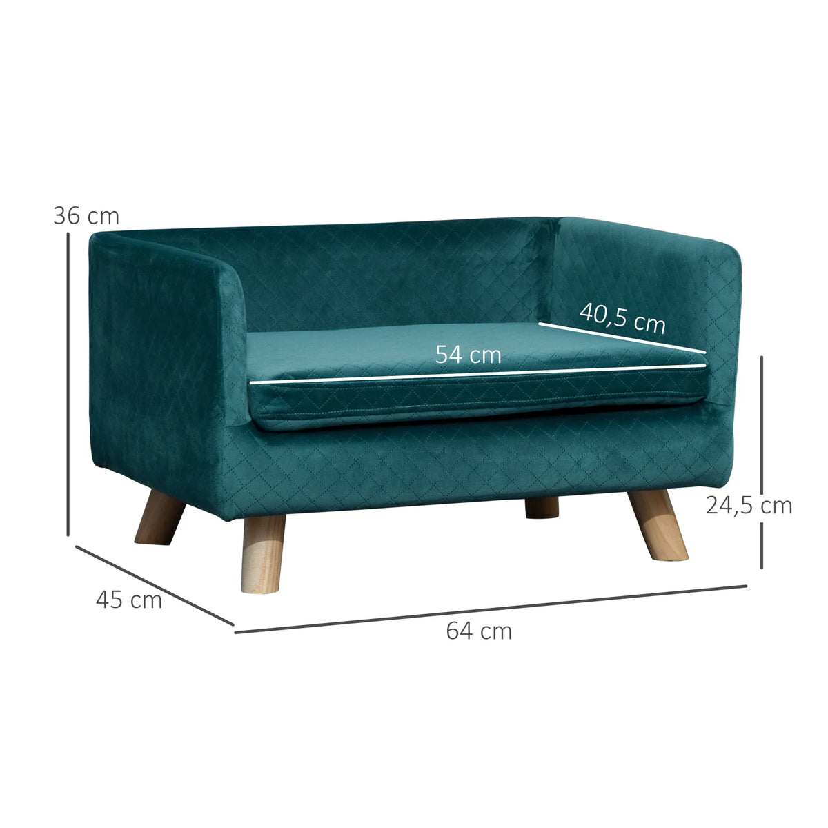 Canapé pour chien ou chat, bleu aspect velours
