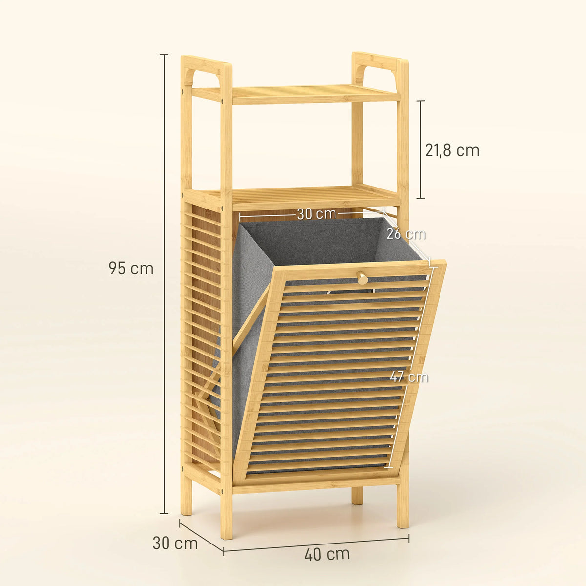 Meuble à linge en bambou, simple ou double — version simple 40 × 30 × 95 cm
