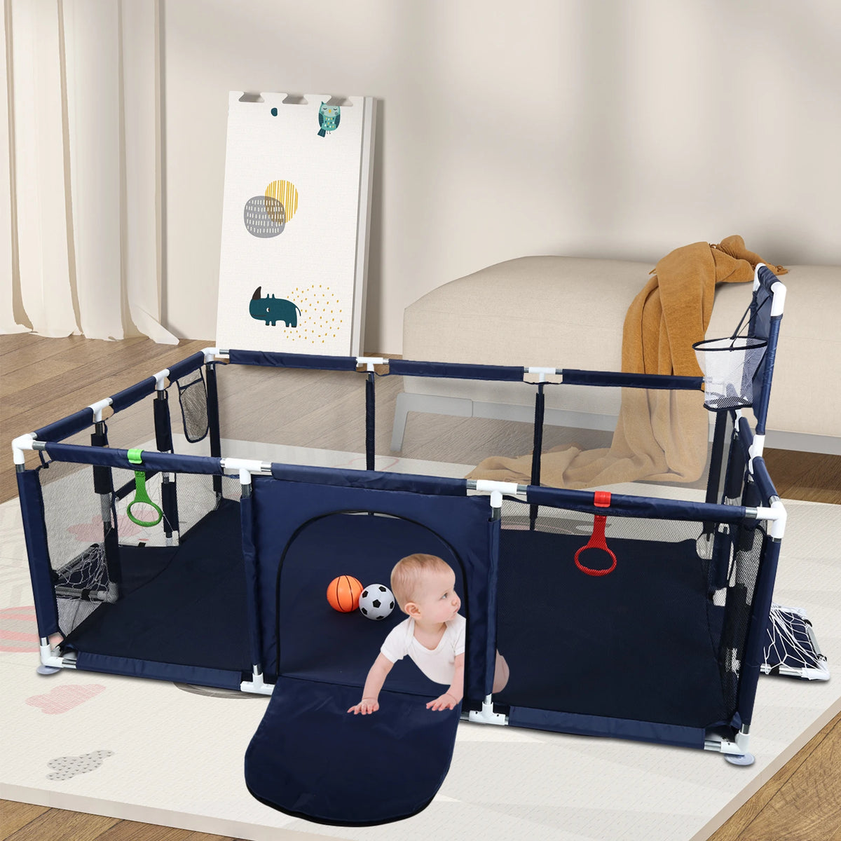 Parc bébé 180 × 120 cm avec espace de jeux
