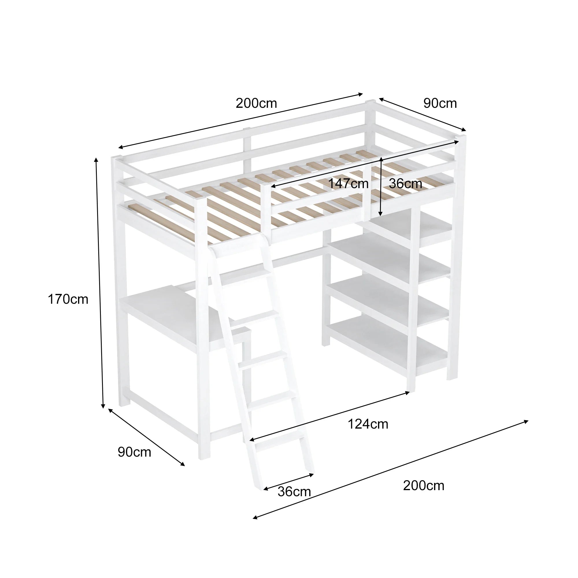Lit superposé cabane pour 2 enfants 90 ou 140 × 200 cm