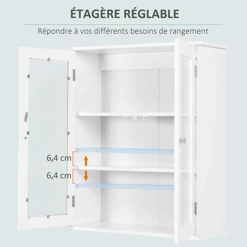 Armoire murale de salle de bain à deux portes vitrées, illustration 4