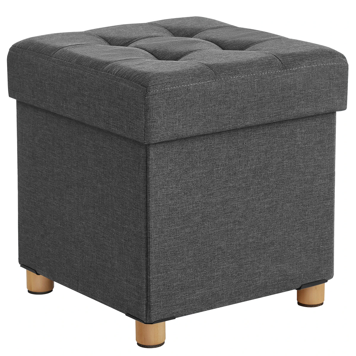 Pouf coffre pliable carré 38 × 38 × 40 cm — gris foncé
