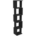 Bibliothèque étroite noire à 5 niveaux, hauteur 161 cm — structure noire ouverte