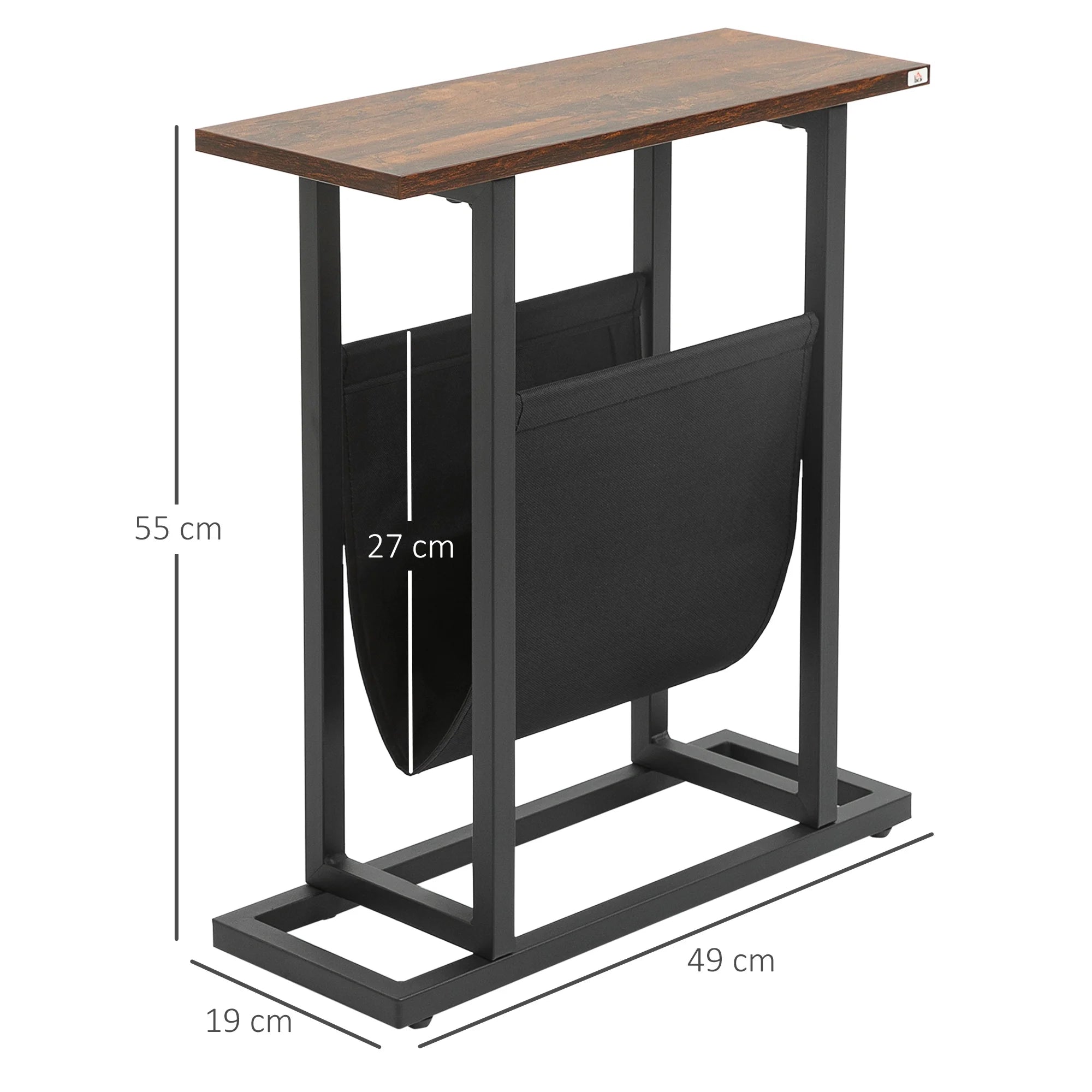 Table d’appoint étroite avec porte-revues – 49 × 19 × 55 cm – vue 5
