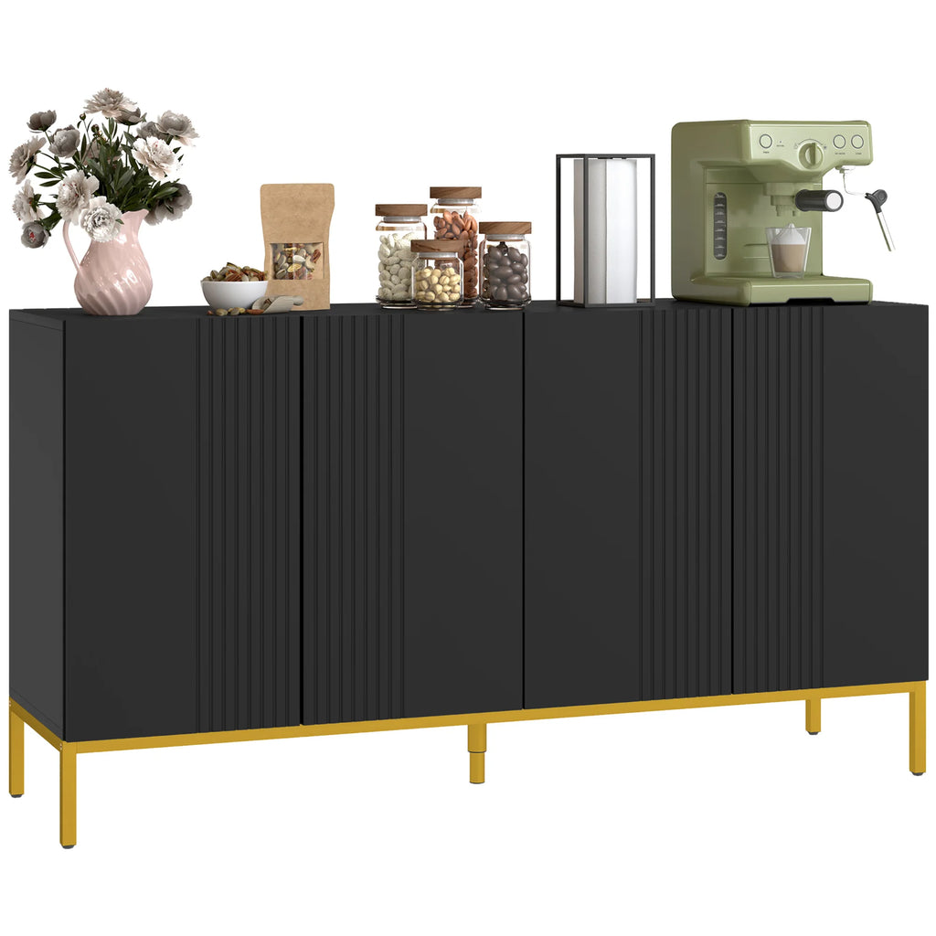 Buffet noir et doré à 2 placards réglables