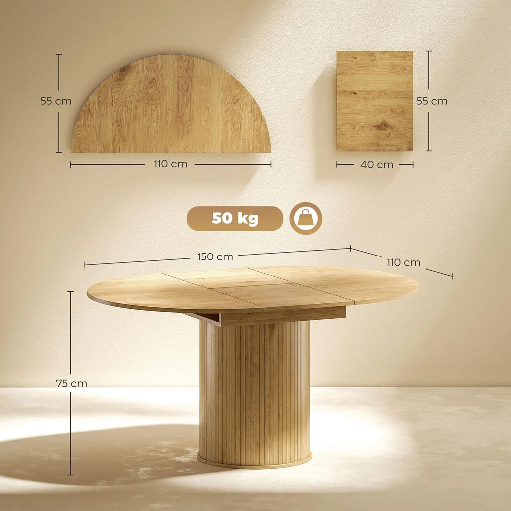 Table à manger extensible 6 à 8 personnes 110–150 cm