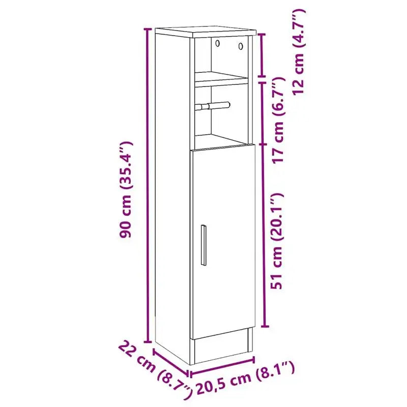 Meuble WC avec porte-rouleau intégré et porte réversible