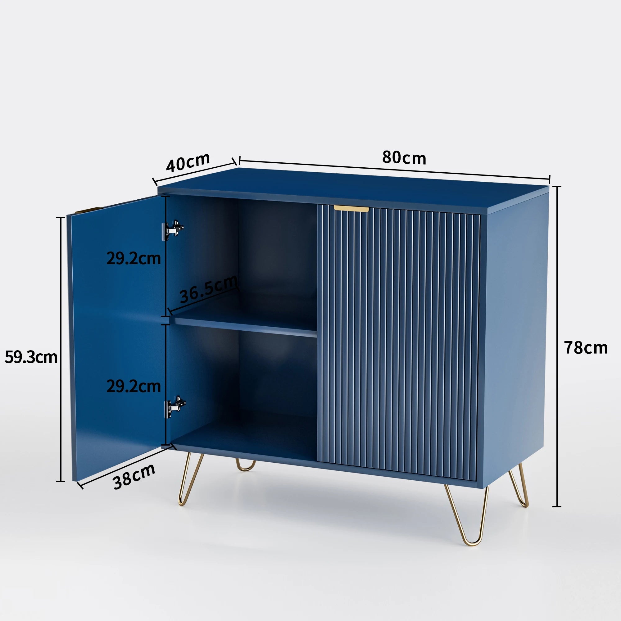 Armoire de rangement bleu foncé à 2 portes