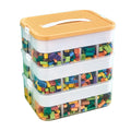 Boîte de rangement à 3 étages en plastique transparent, couvercle orange