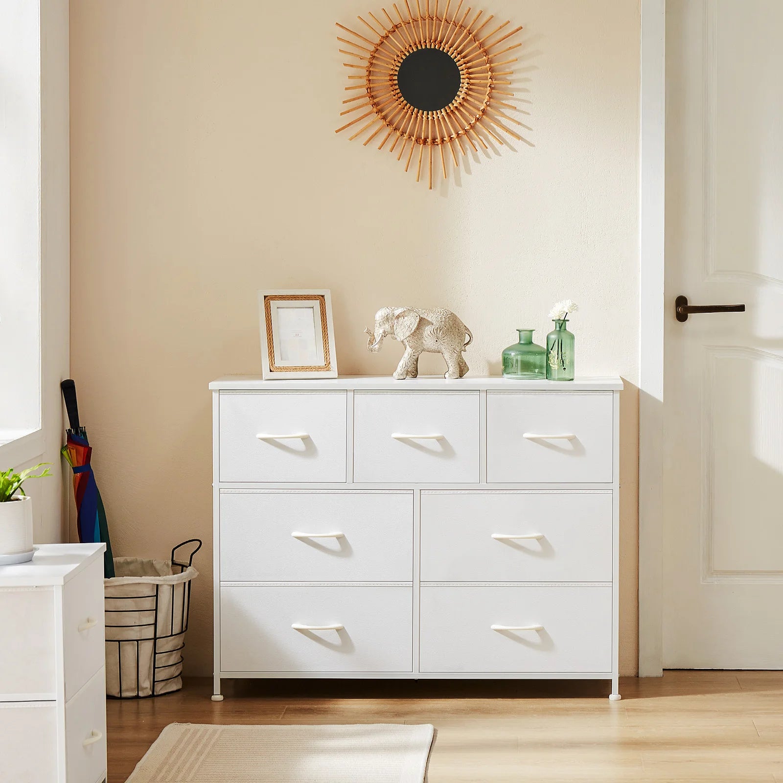 Commode en tissu à 7 tiroirs et cadre en acier