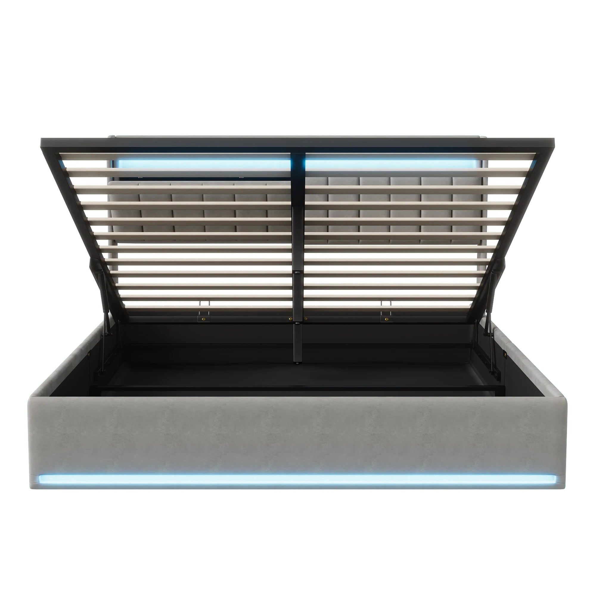 Lit coffre 140 × 200 cm avec LED et port USB