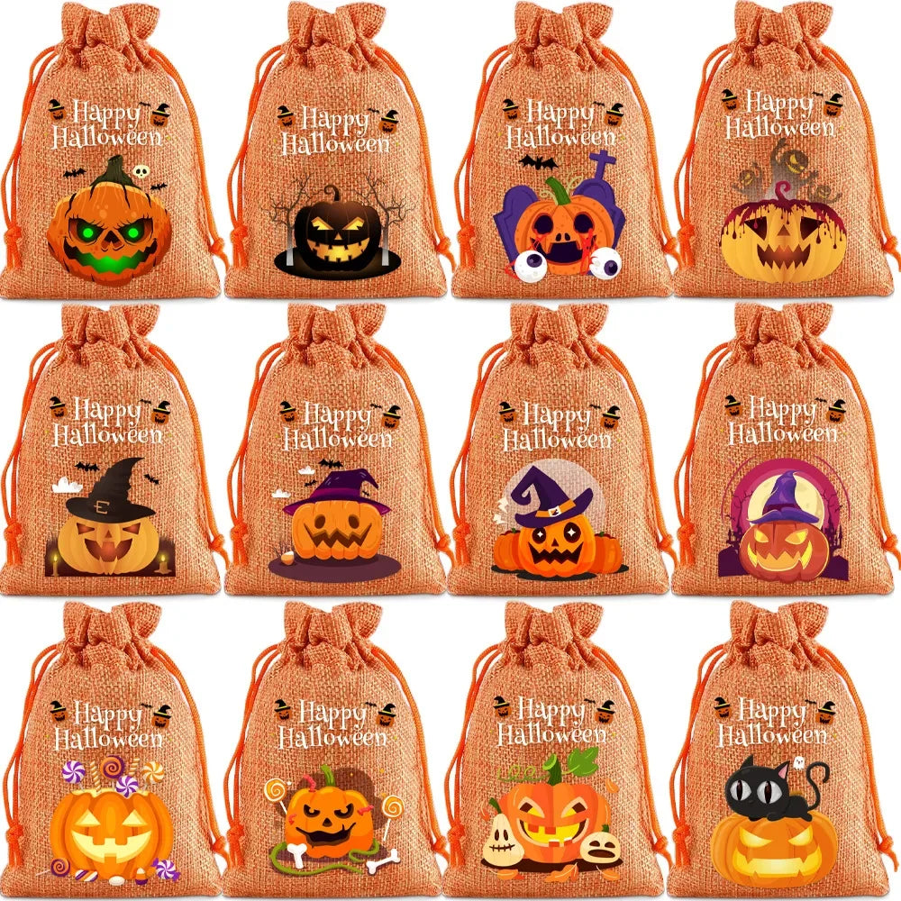 Assortiment de sachets orange à motifs Halloween