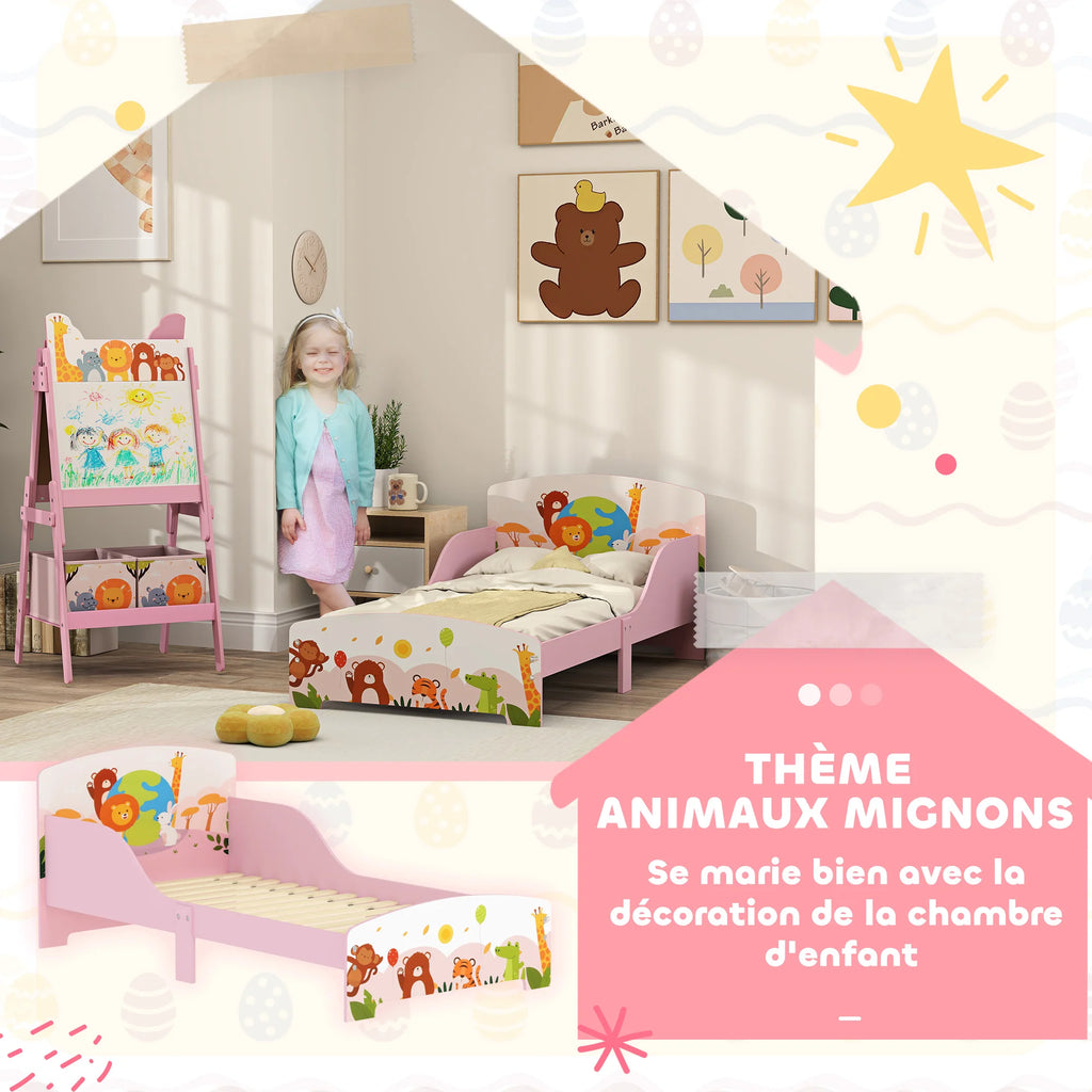 Lit enfant au sol motif animal 140 × 70 cm