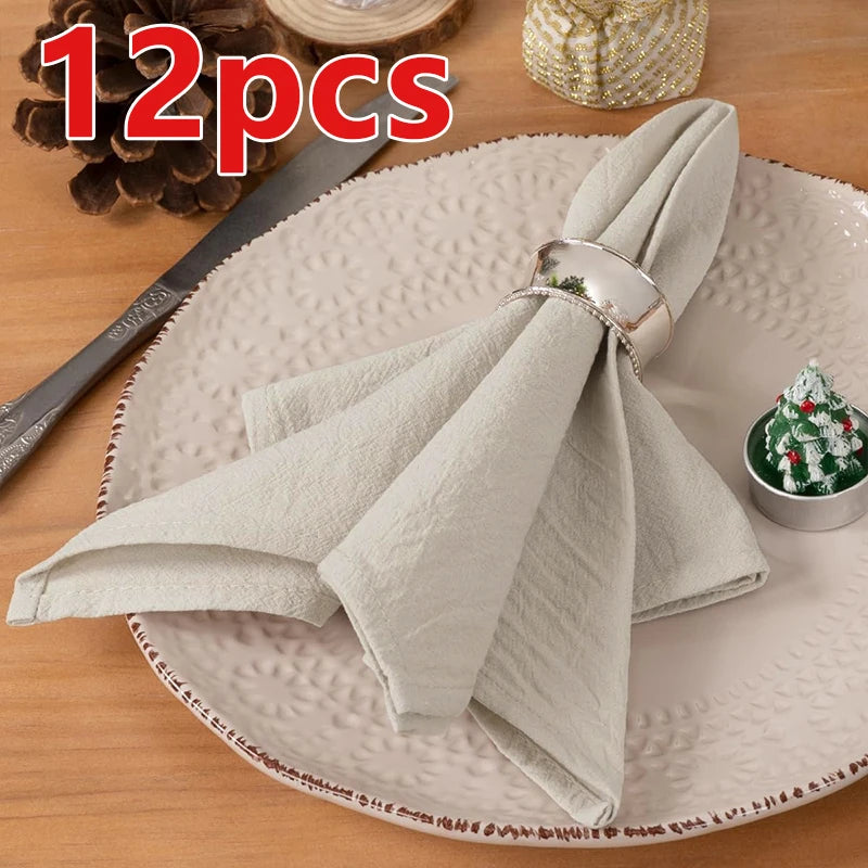 Serviettes de table texturées 40 × 40 cm, lot de 6 ou 12 — lot beige de 12