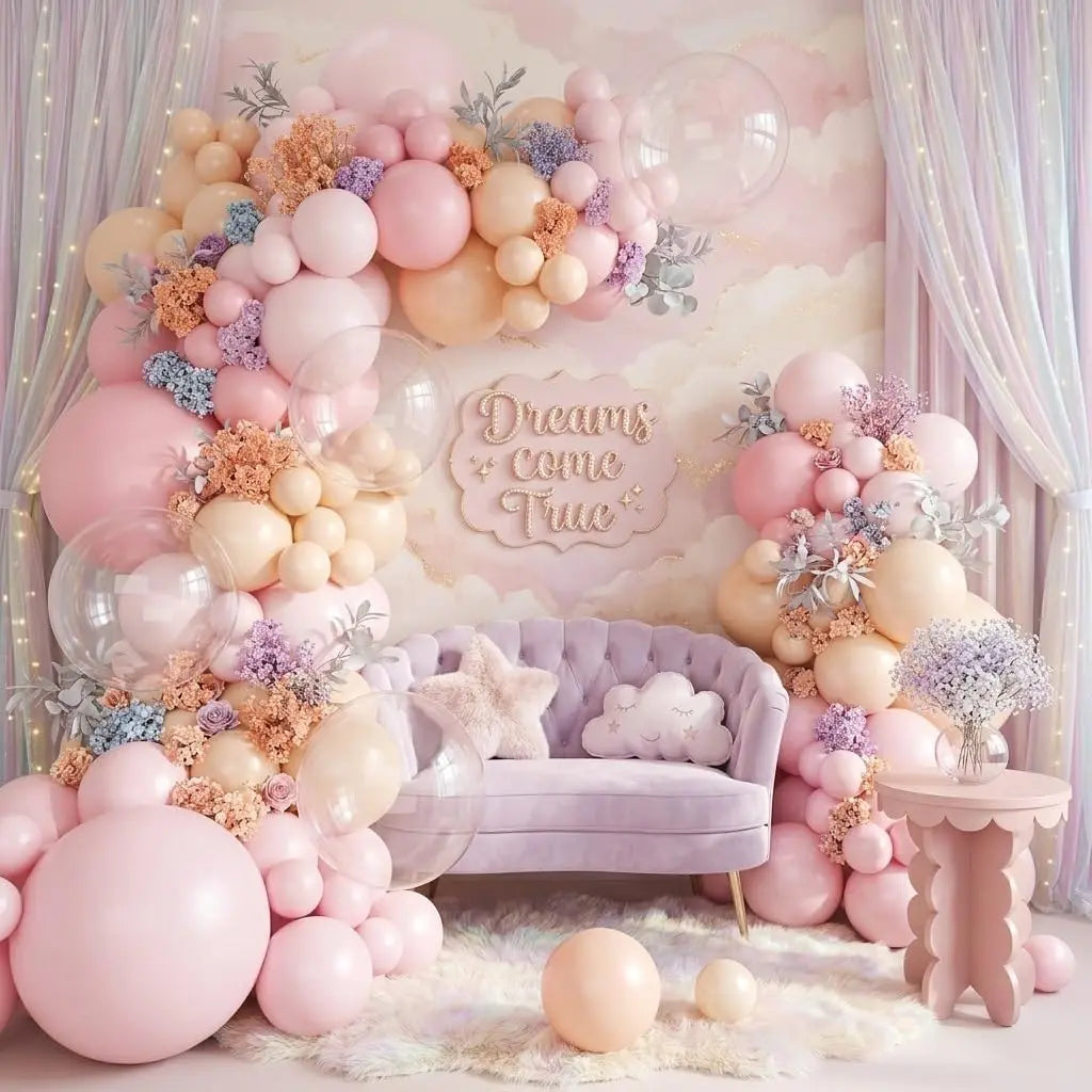 Kit arche de ballons 185 pièces, beige ou rose pastel — palette rose pastel