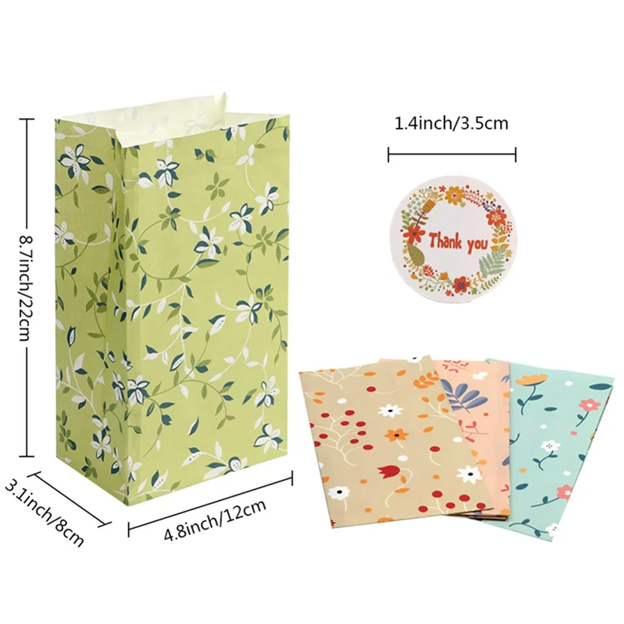 Dimensions des sachets : 12 sur 8 sur 22 cm, autocollants environ 3,5 cm